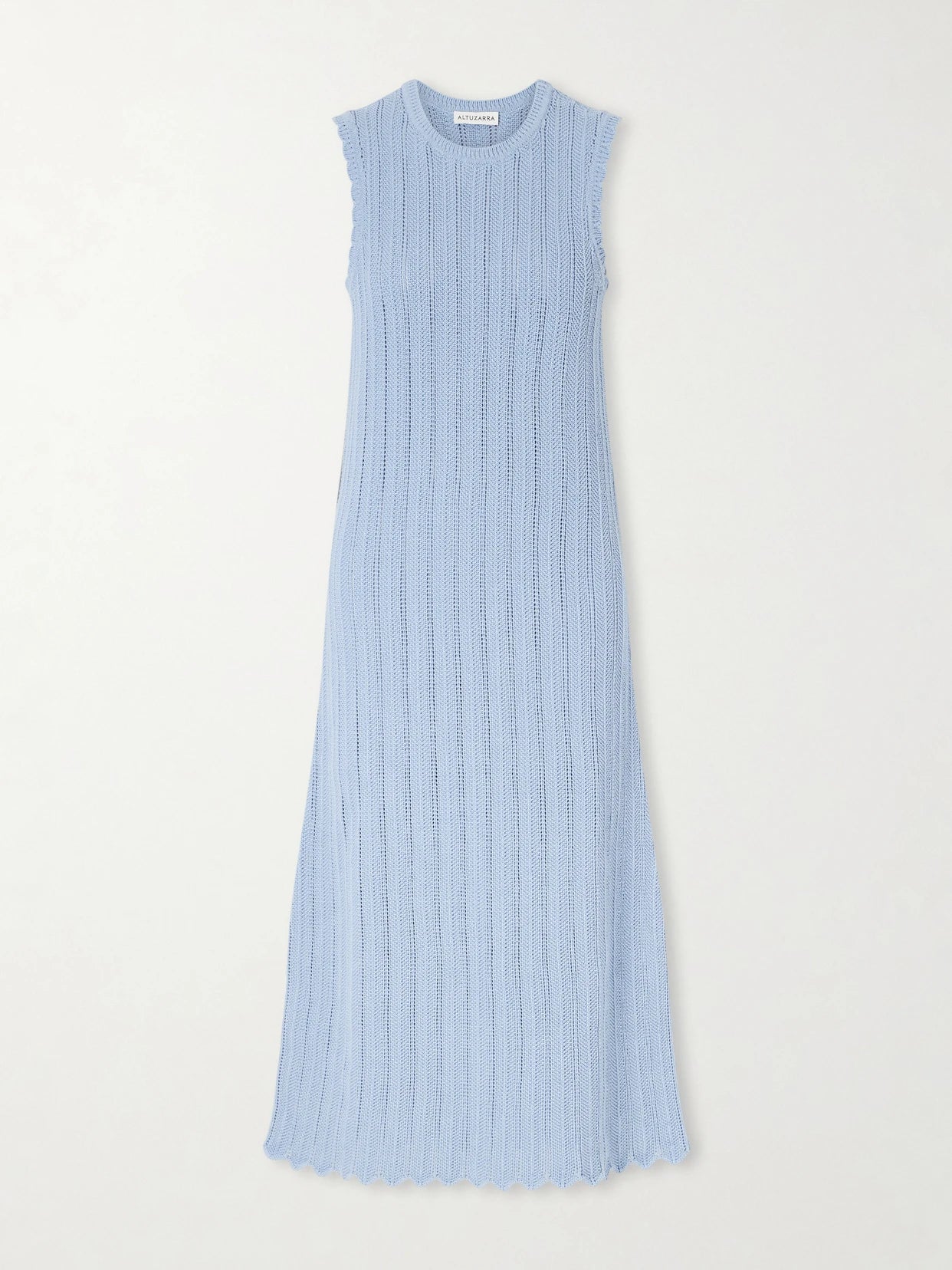 Sissi Scalloped Open-knit Organic Cotton Dress