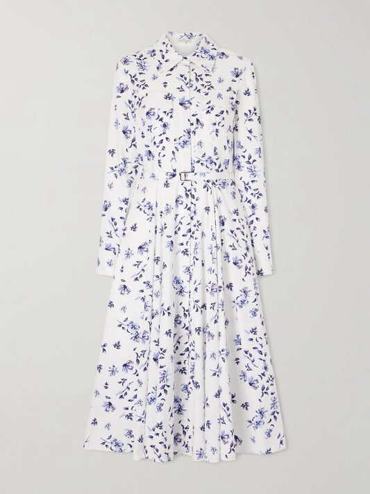 Image of Dresses. Product name - Emmalyna Floral-print Organic Cotton-poplin in White colour by brand - Emilia Wickstead