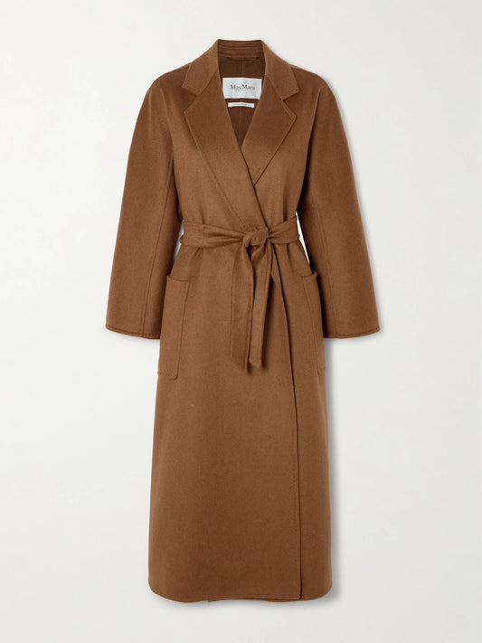 Image of Coats & Jackets. Product name - Ludmilla Belted Cashmere Coat in Brown colour by brand - Max Mara