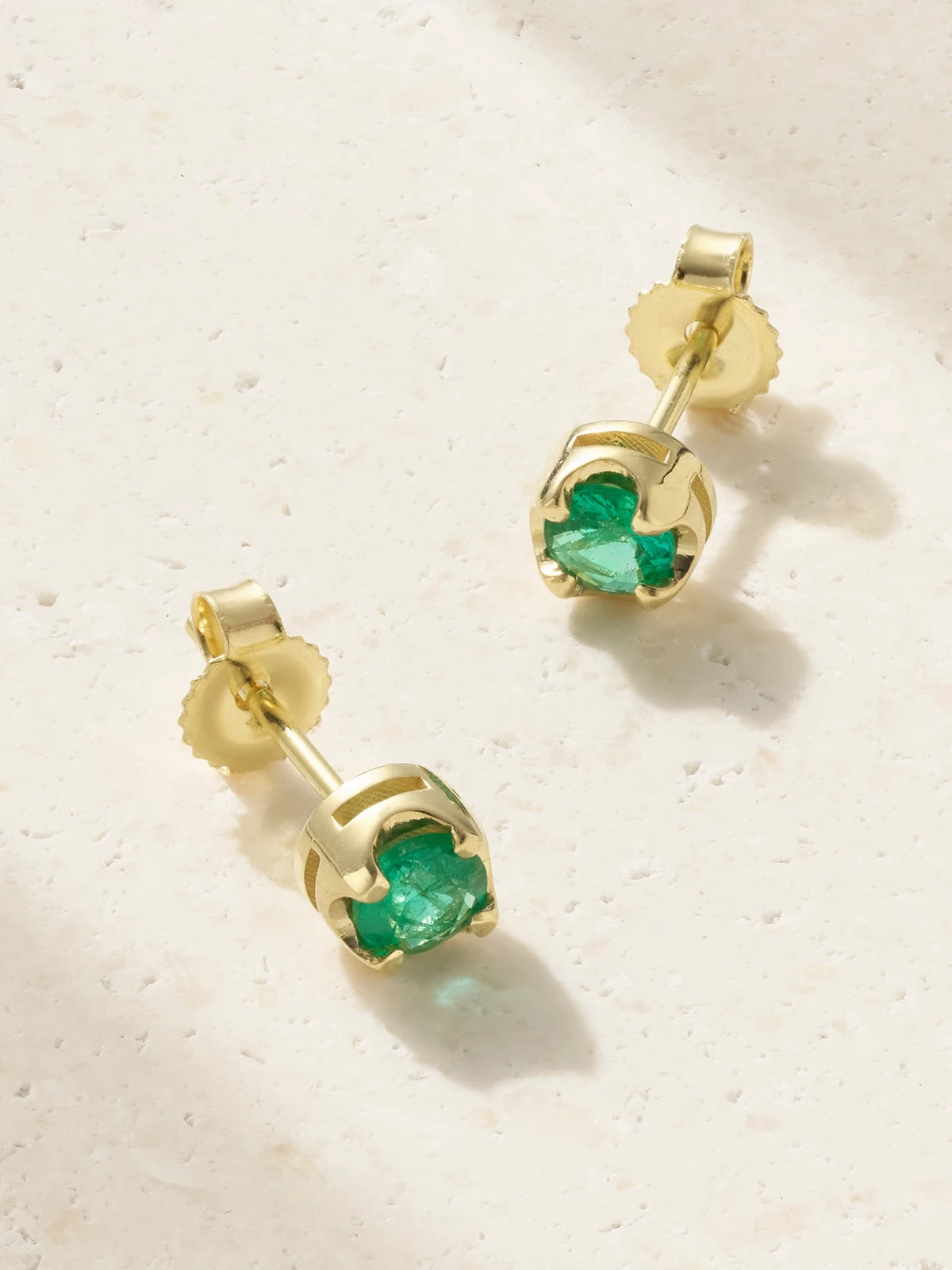 Small Illusion 18-karat Gold Emerald Earrings