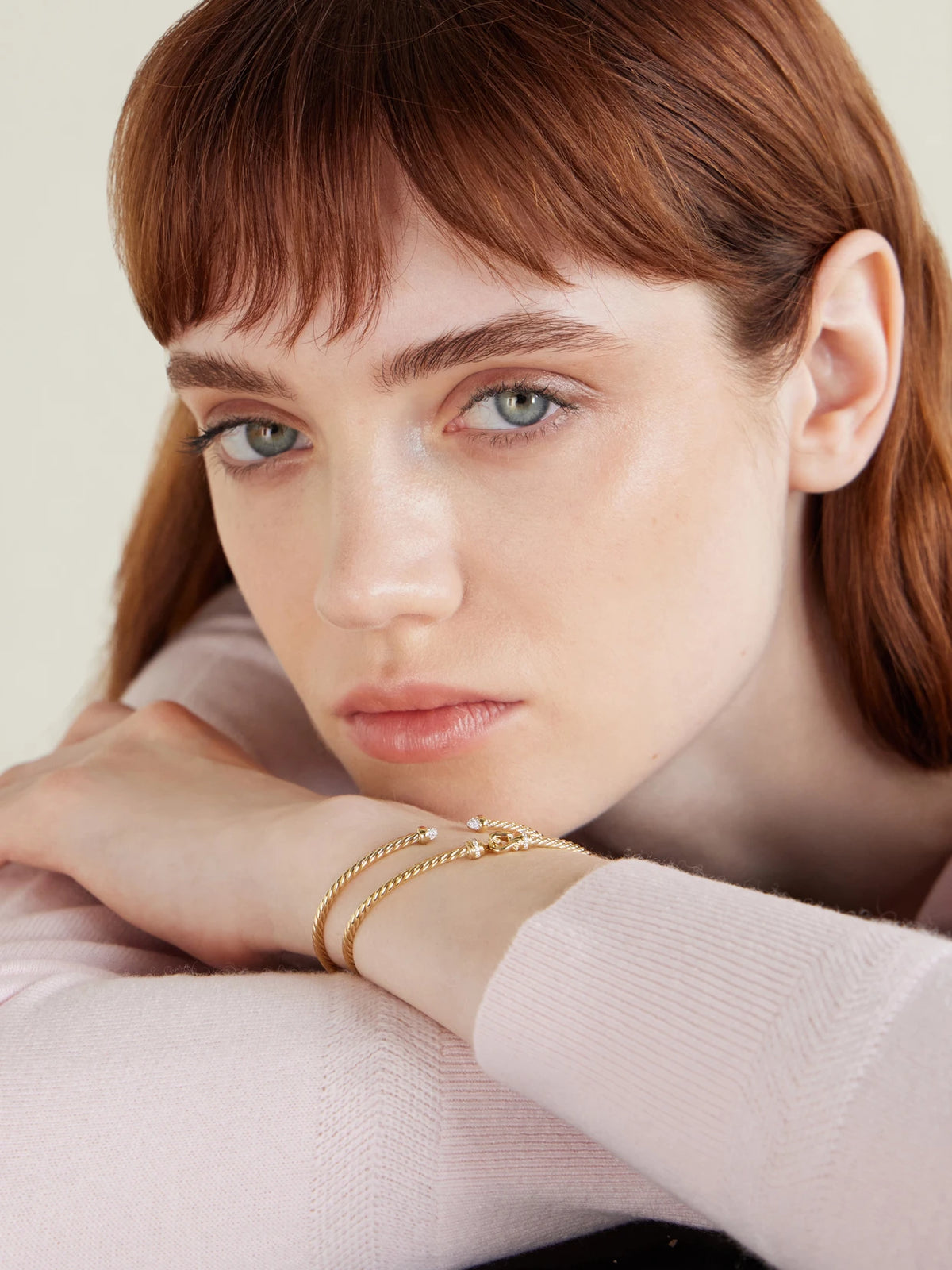 Image of Bracelets. Product name - Cablespira 18-karat Gold Diamond Bracelet in Multi colour by brand - David Yurman