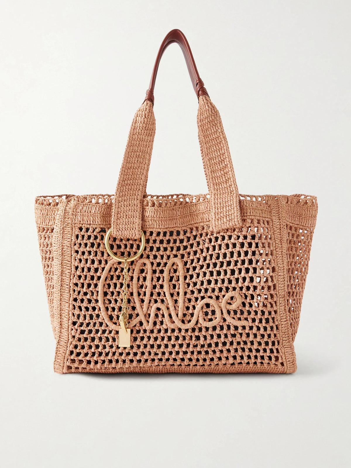 Summer Banana Leather-trimmed Raffia Tote