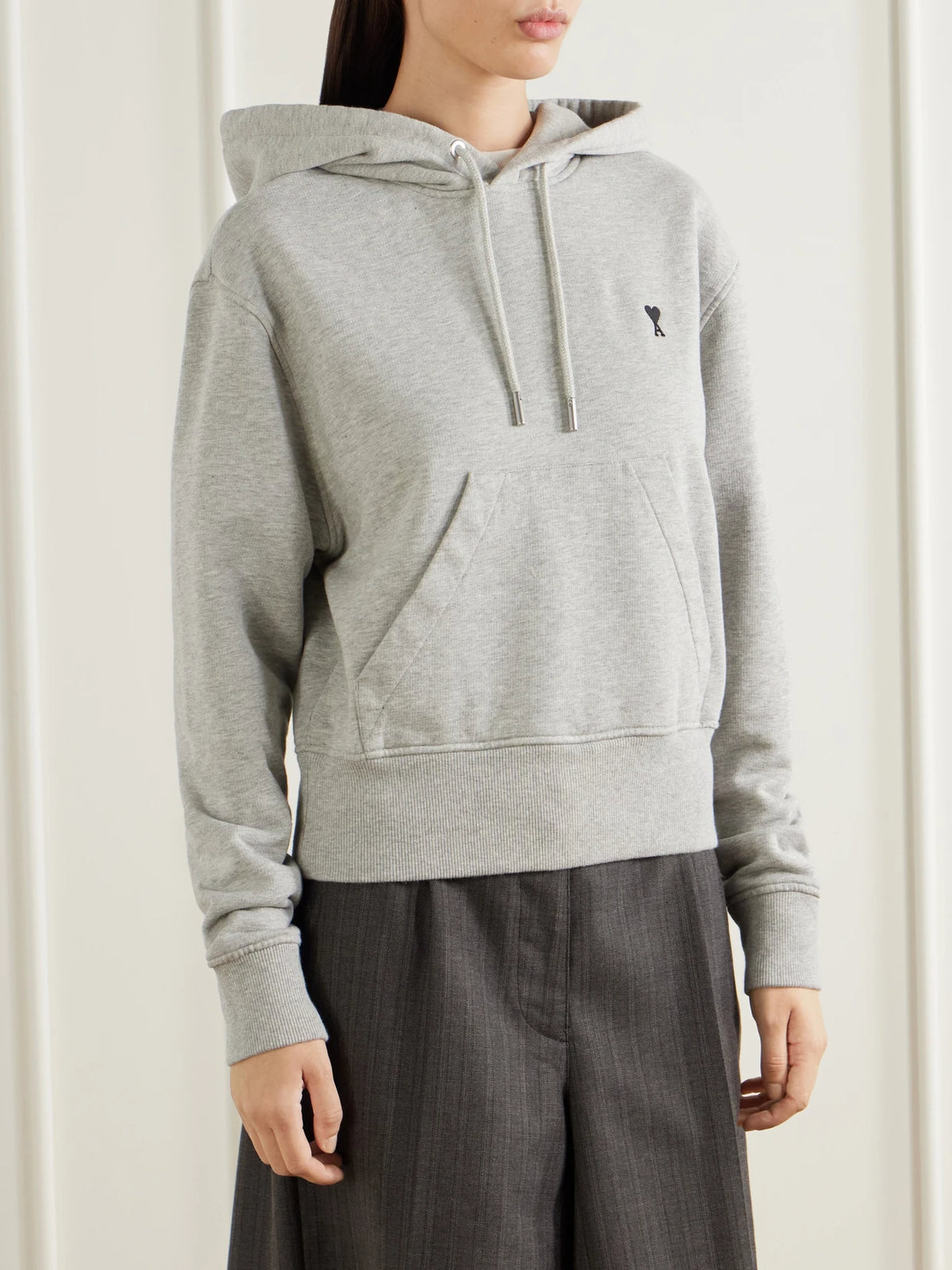 AMI PARIS Embroidered Cotton-jersey Hoodie