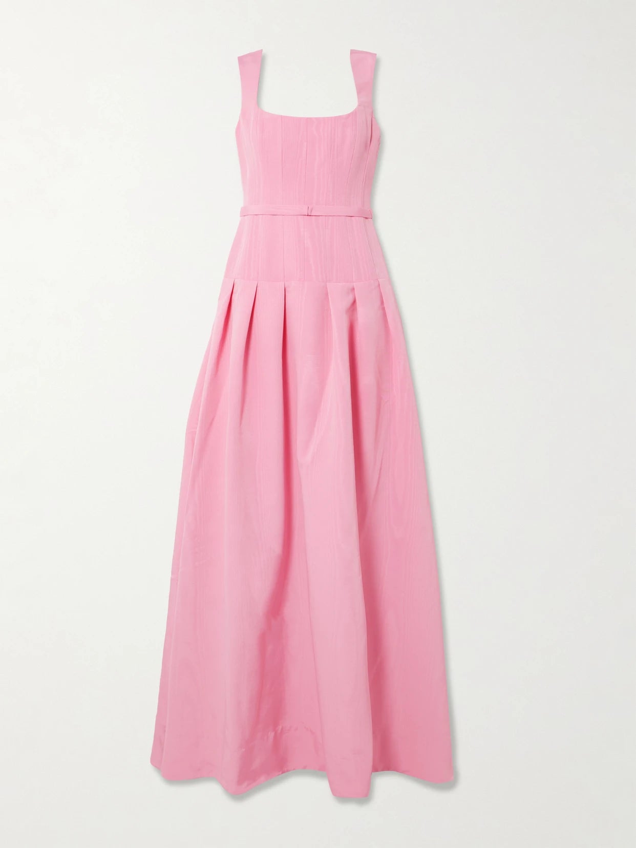 Image of Dresses. Product name - Amaro Belted Pleated Taffeta Gown in Pink colour by brand - Rebecca Vallance