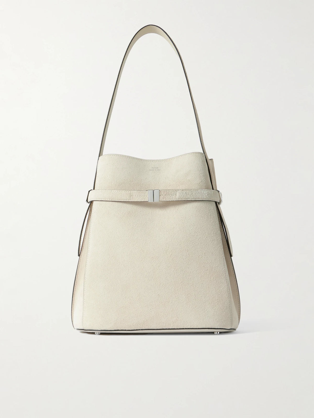 Belted Leather-trimmed Suede Tote