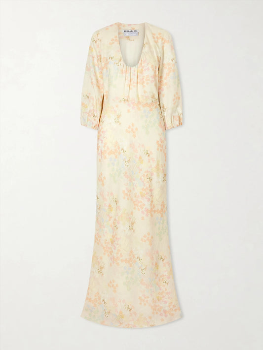 Beau Floral-print Linen Maxi Dress