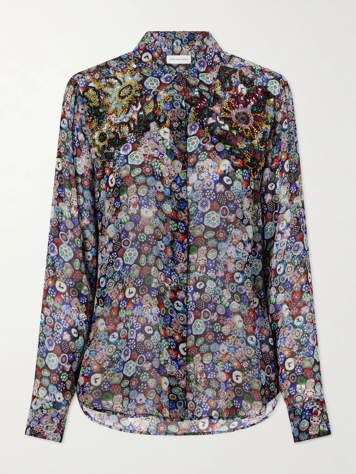 Sequin-embellished Printed Georgette Blouse