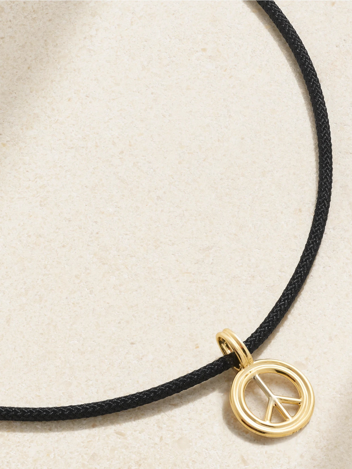STONE STRAND Large Peace 14-karat Gold And Cord Choker