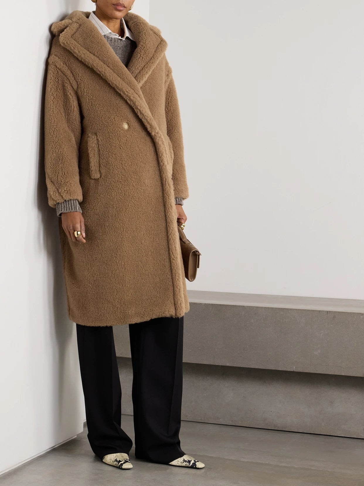 Teddy Bear Icon Oversized Camel Hair And Silk-blend Coat
