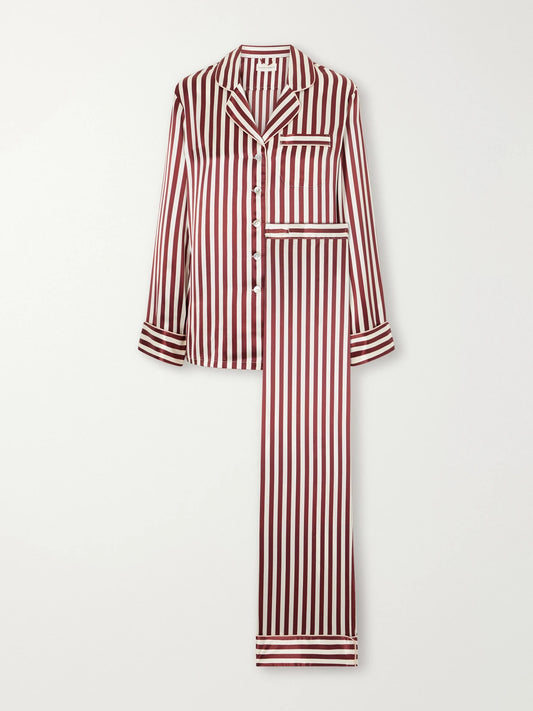 Olivia von Halle Soren Striped Silk-satin Pajama