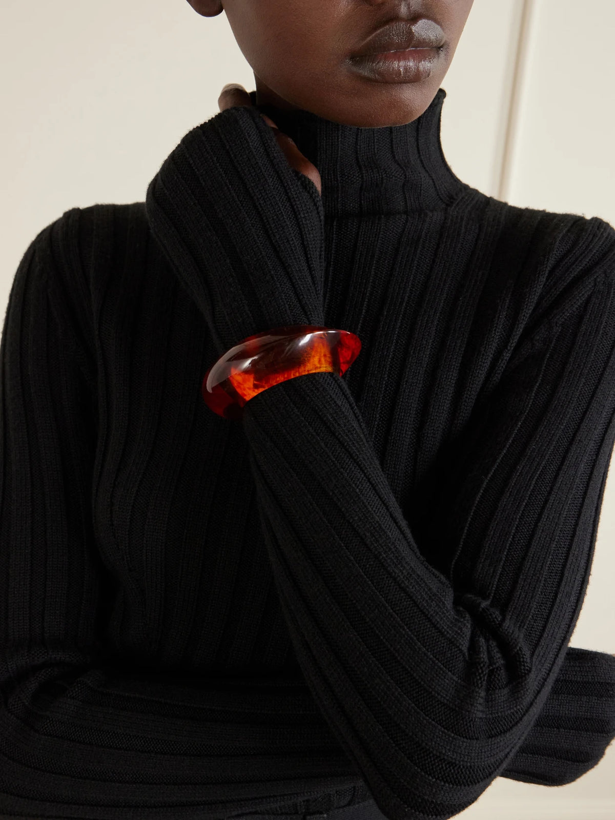 Image of Bracelets. Product name - Edge Gold-tone Bangle in Tortoiseshell colour by brand - Alaïa