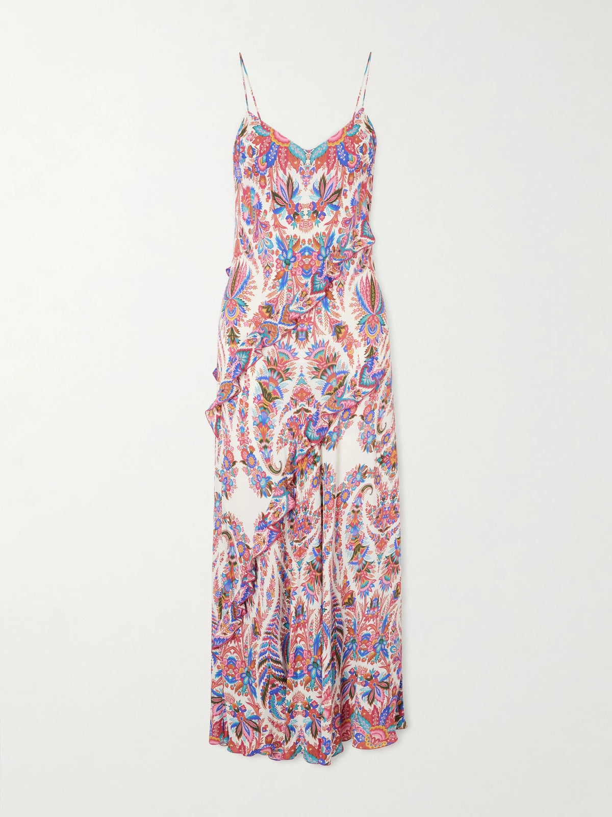 Ruffled Paisley-print Chiffon Maxi Dress
