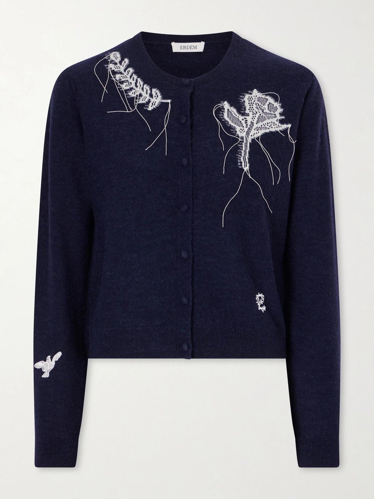 Embroidered Wool-blend Cardigan