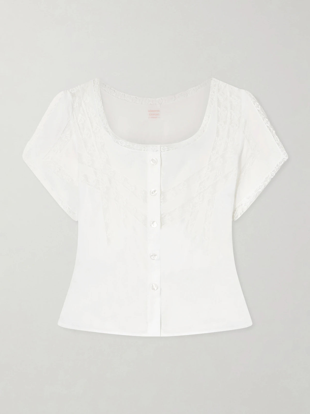 Loretta Caponi Angela Lace-trimmed Cotton Blouse