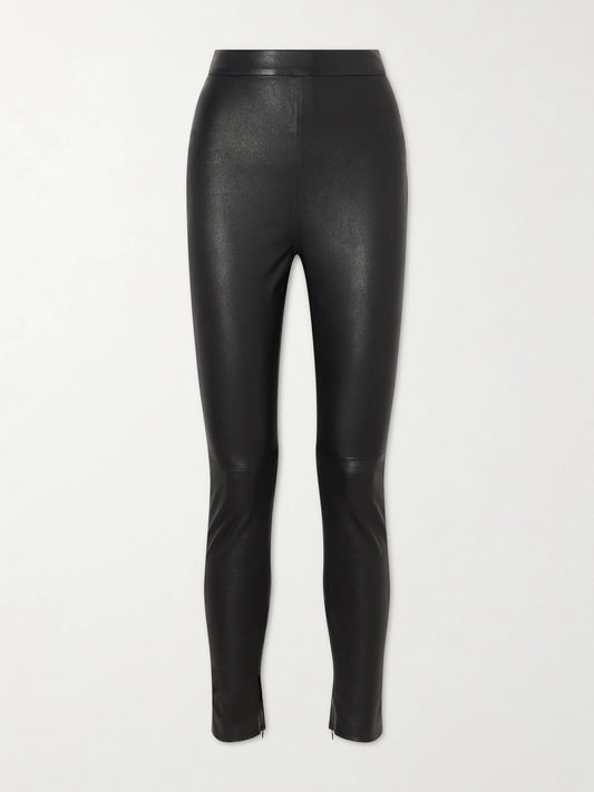 Leather Straight-leg Pants