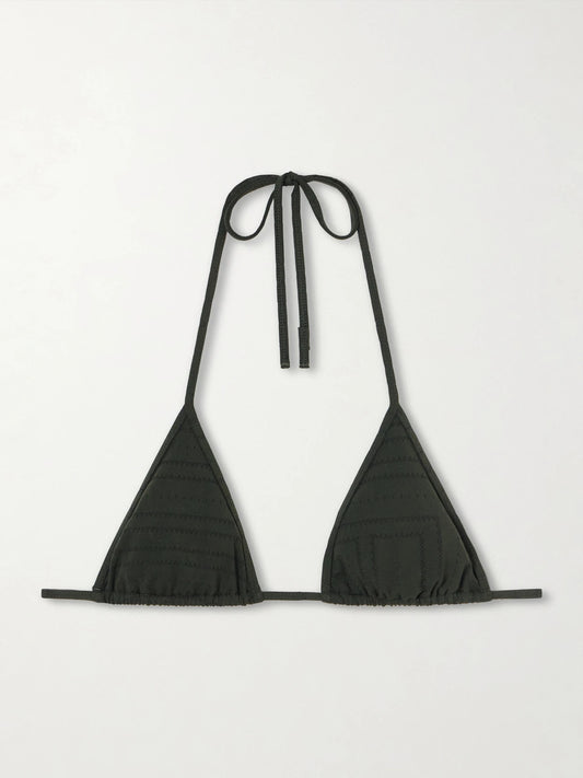 Image of Swimwear. Product name - Monogram Bikini Top in Dark green colour by brand - TOTEME
