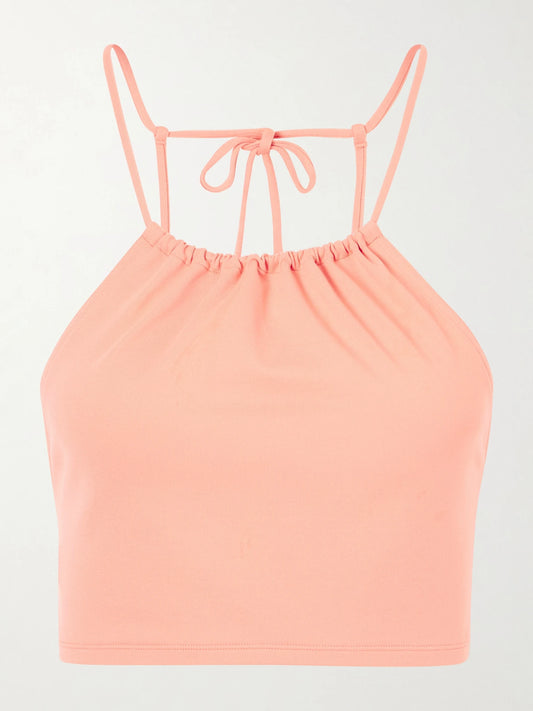 Image of Swimwear. Product name - Apollonia Back-detail Bikini Top in Coral colour by brand - Eres