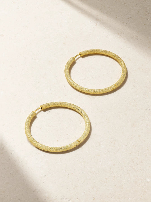 Florentine Finish Large 18-karat Gold Hoop Earrings