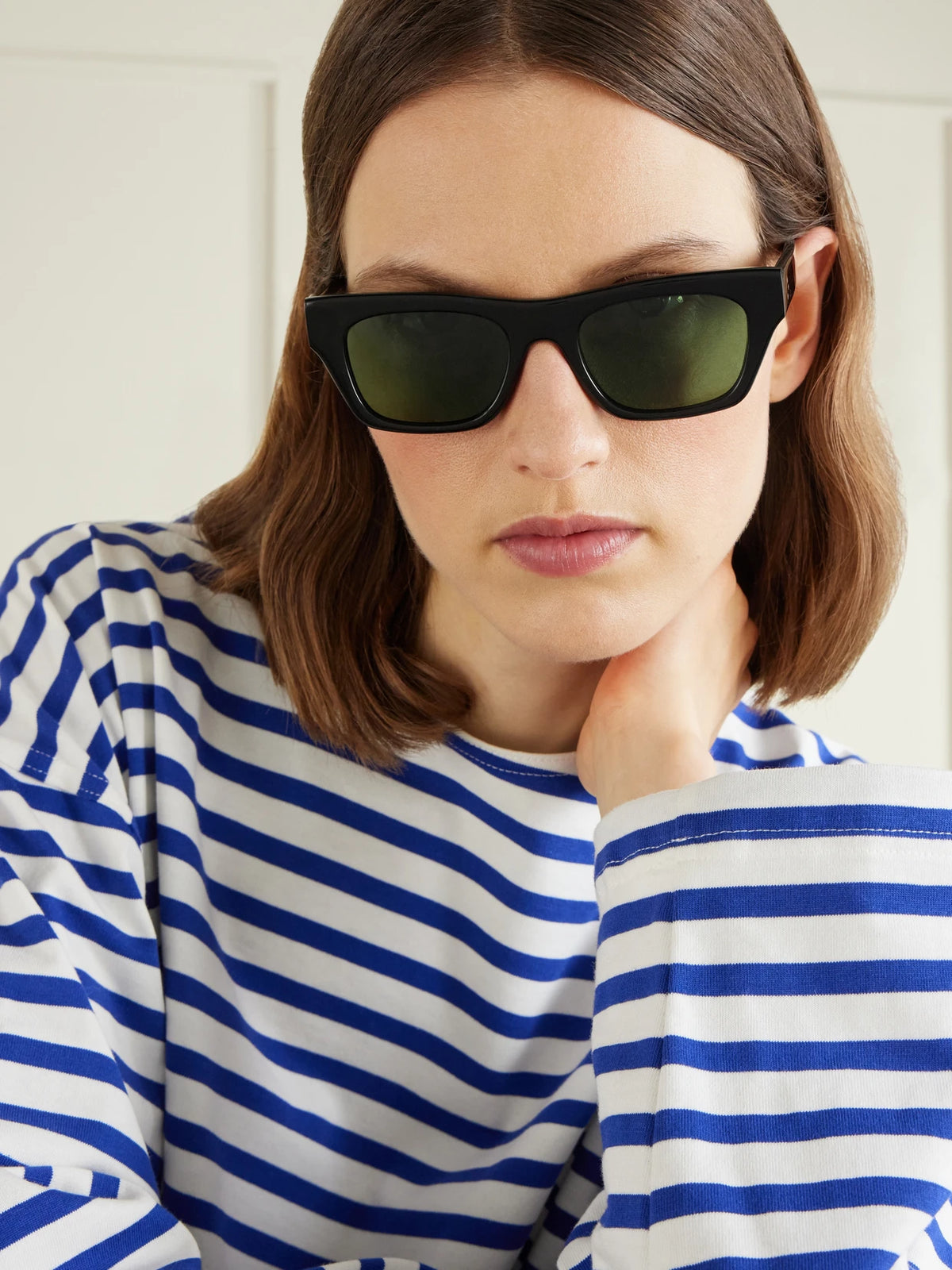 Image of Sunglasses. Product name - Voyager Square-frame Acetate Sunglasses in Black colour by brand - Matteau