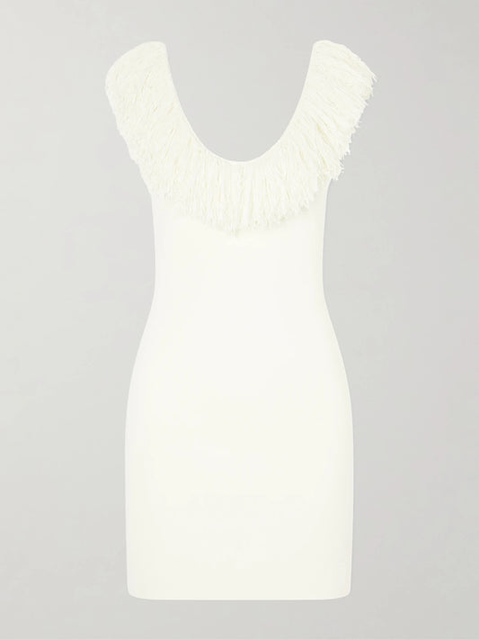 Marcelline Fringed Stretch-knit Mini Dress