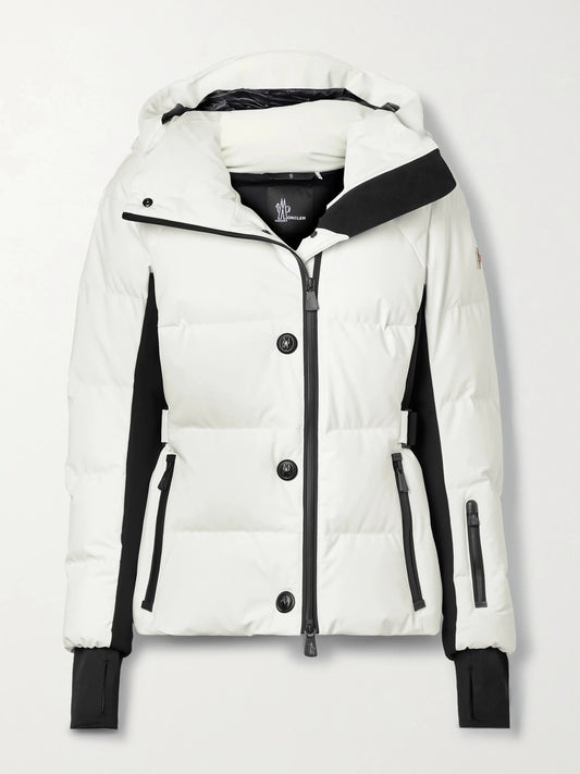 Image of Coats & Jackets. Product name - Guyane Hooded Jersey-trimmed Quilted Shell Down Jacket in White colour by brand - Moncler Grenoble
