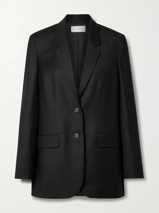 Image of Coats & Jackets. Product name - Essentials Dustina Wool-flannel Jacket in Black colour by brand - The Row