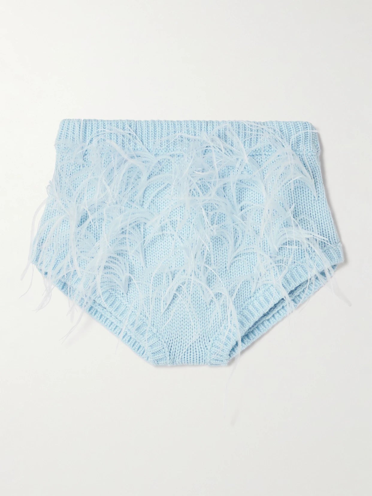 Feather-trimmed Knitted Shorts