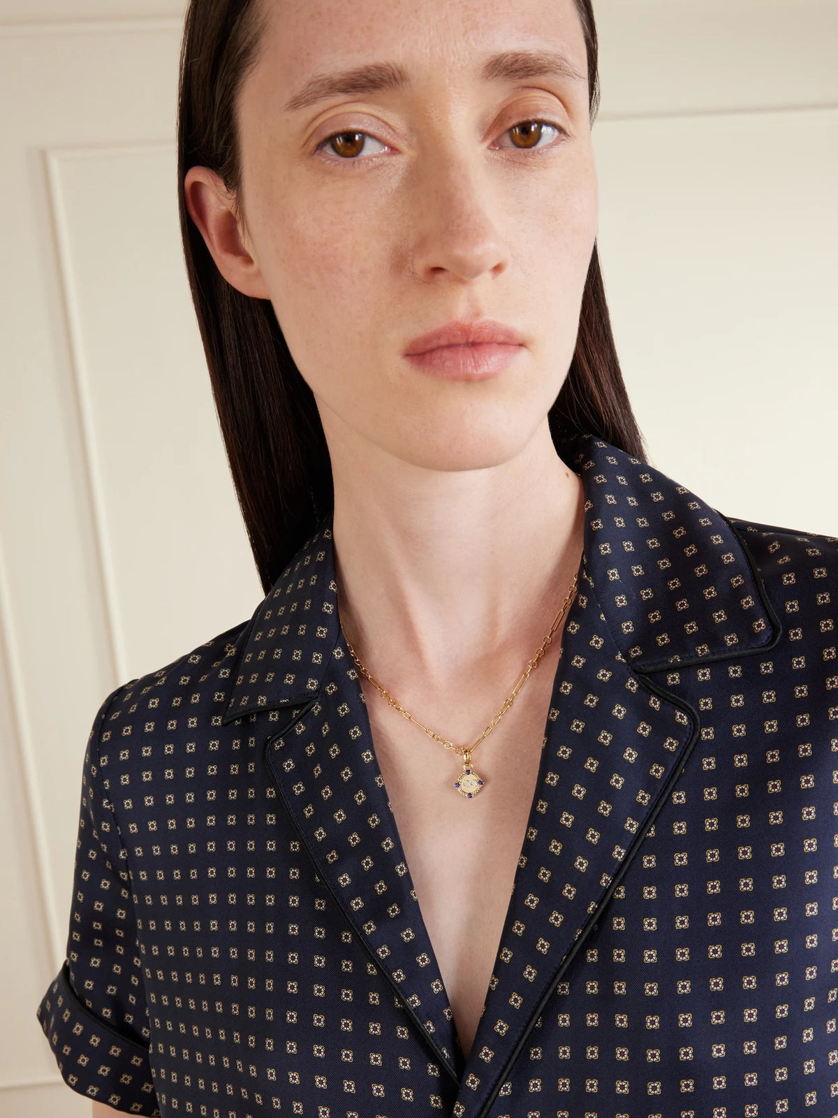 Image of Necklaces. Product name - Infinite Gratitude + Fine Mixed Clip 18-karat Gold Diamond And Sapphire Necklace in Multi colour by brand - FoundRae