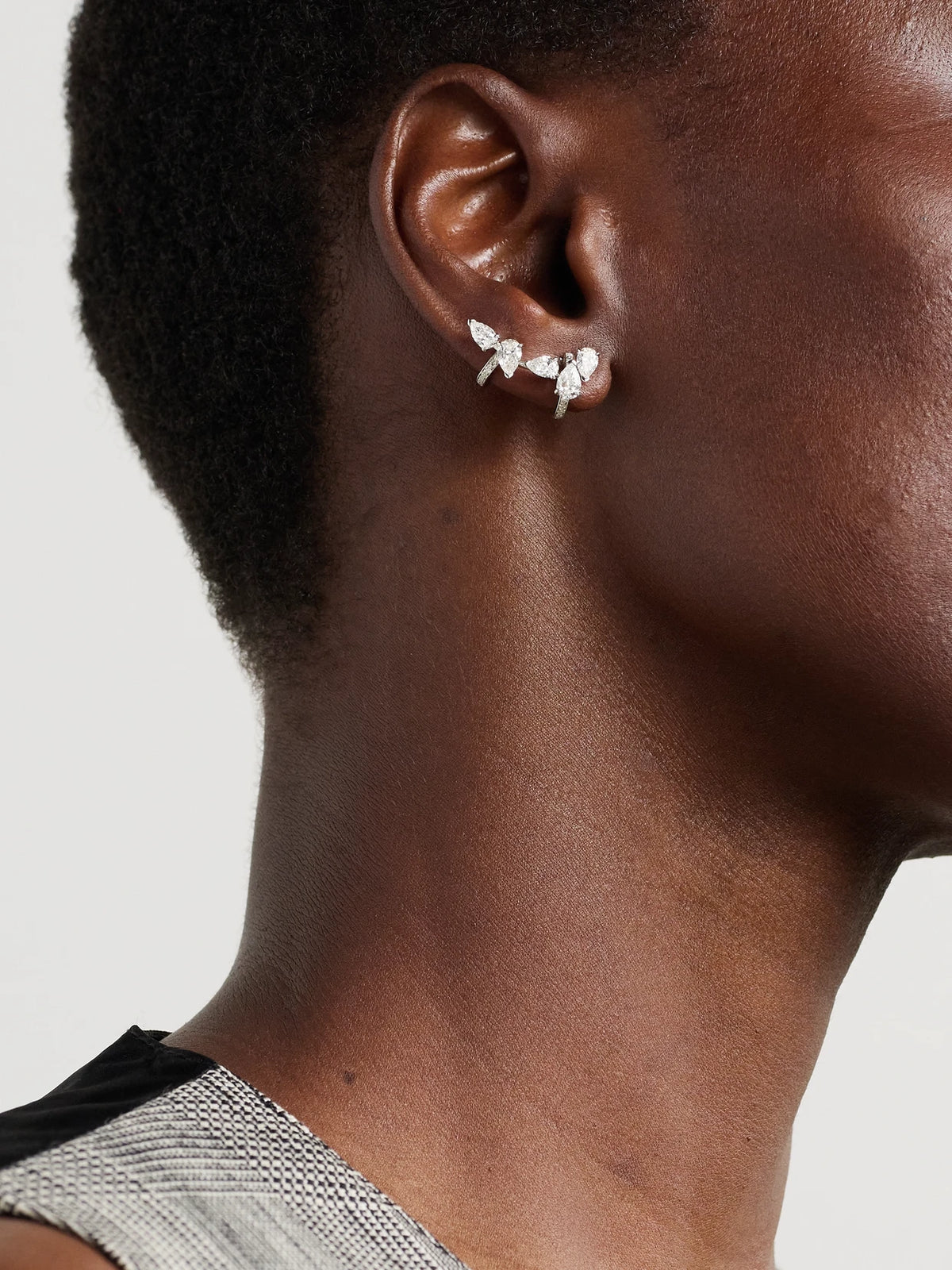 Image of Earrings. Product name - Serti Sur Vide 18-karat White Gold Diamond Ear Cuff in Silver colour by brand - Repossi