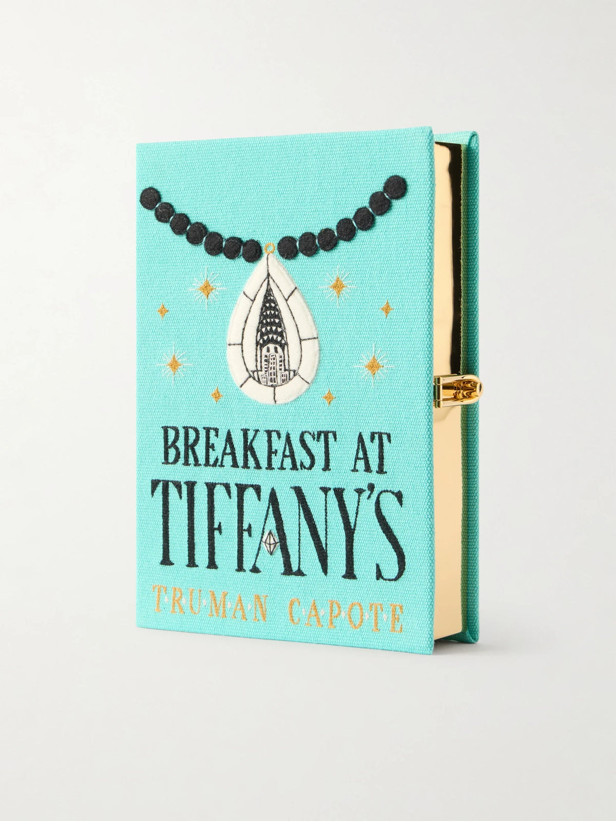 Breakfast At Tiffany's Appliquéd Embroidered Canvas Clutch