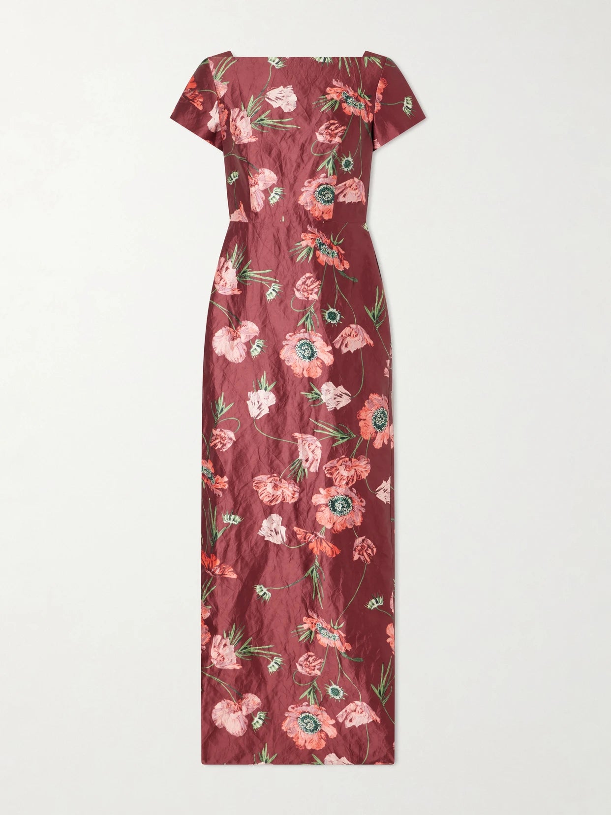 Floral-print Textured Satin Dress