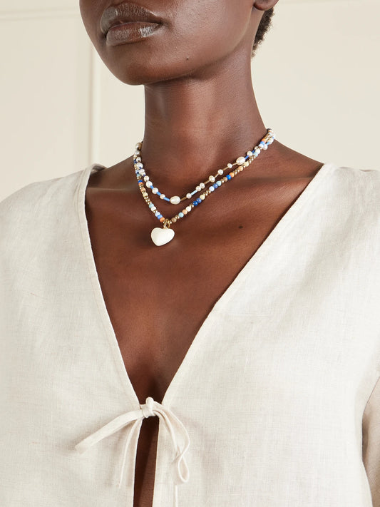 Image of Necklaces. Product name - Happy Baby Gold-tone And Multi-stone Beaded Necklace in Multi colour by brand - Roxanne Assoulin