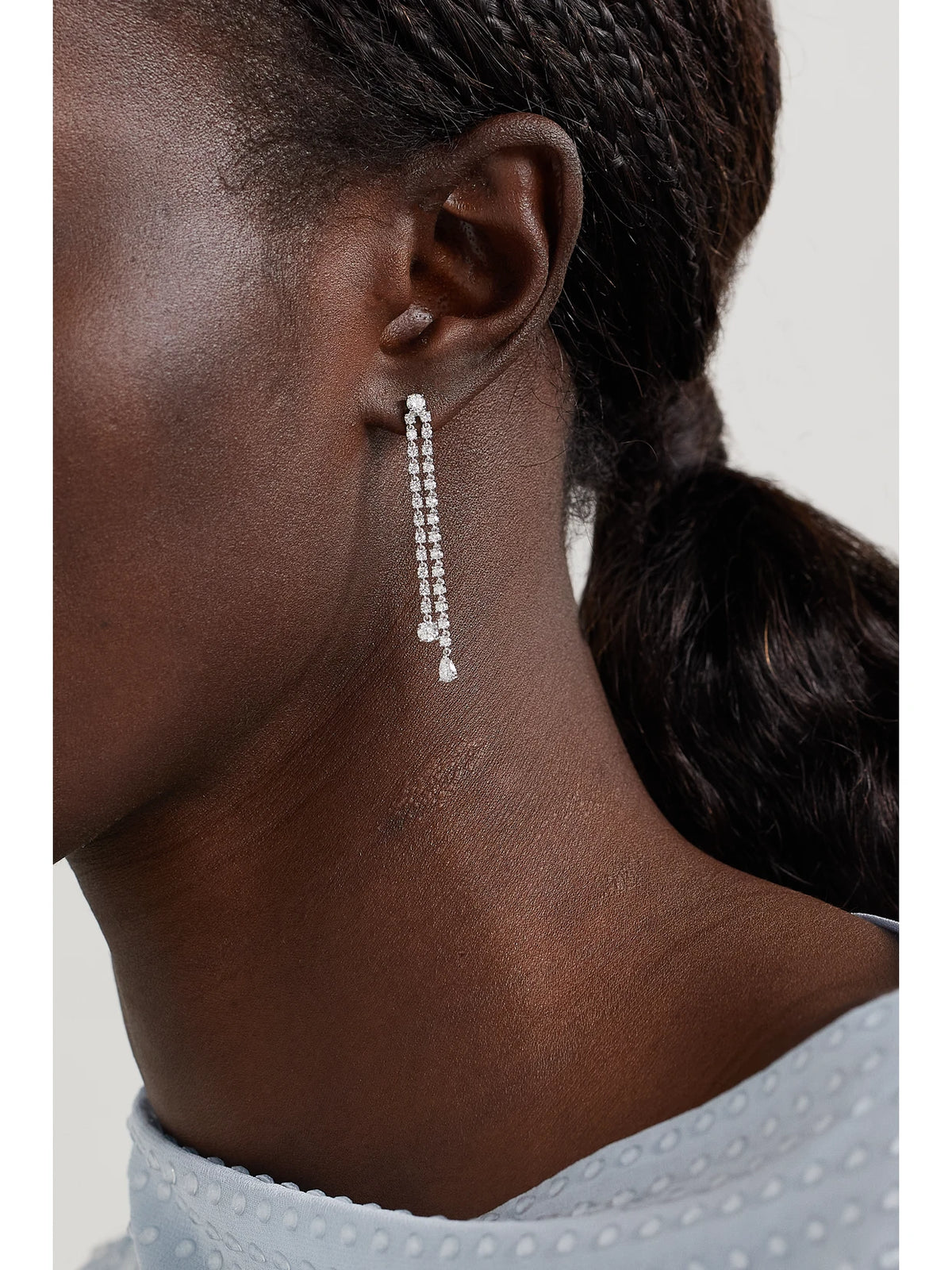 Image of Earrings. Product name - 18-karat White Gold Diamond Earrings in Silver colour by brand - Anita Ko