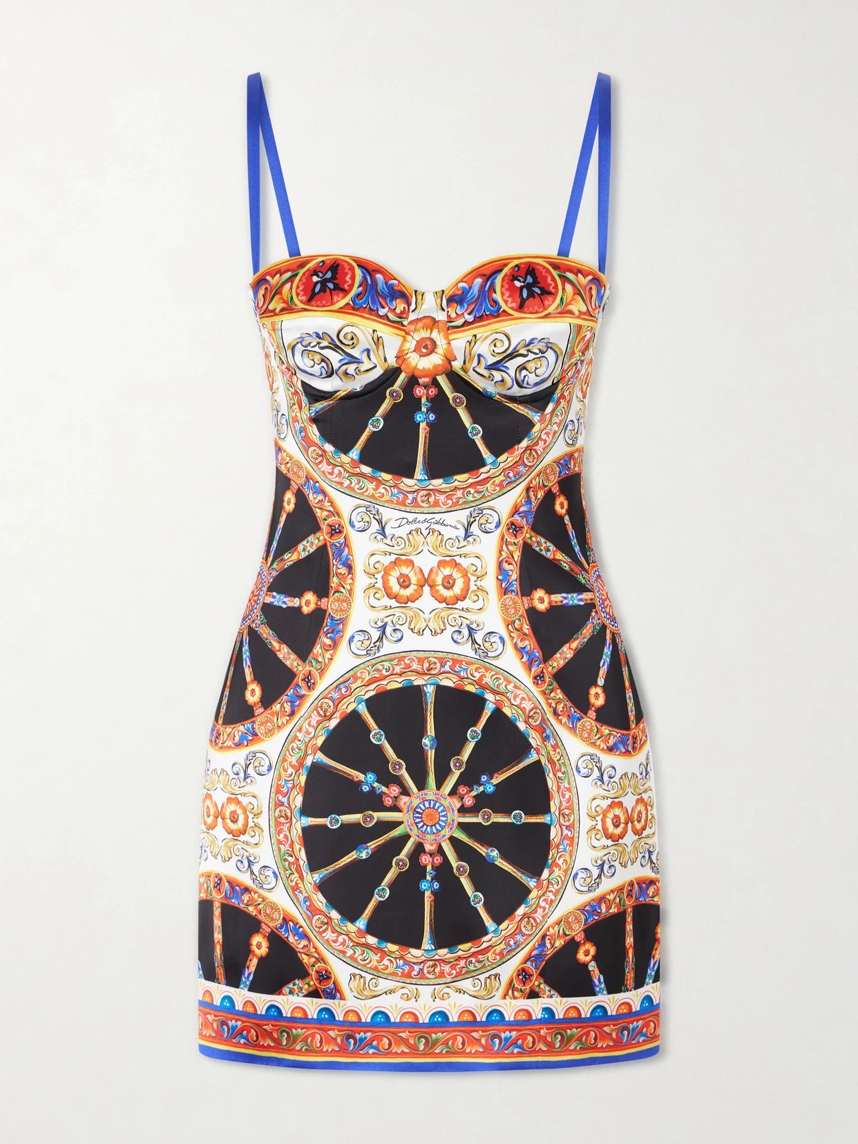 Caretto-print Satin Mini Dress