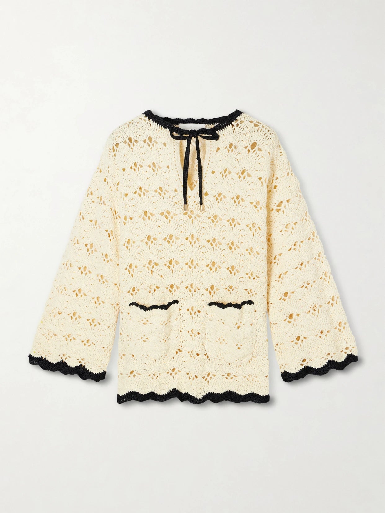 Image of Others. Product name - Aster Crocheted Cotton Coverup in Cream colour by brand - Zimmermann