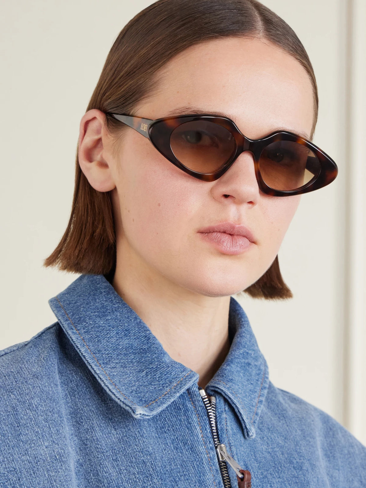 Image of Sunglasses. Product name - Slim Cat-eye Tortoiseshell Acetate Sunglasses in Multi colour by brand - Loewe