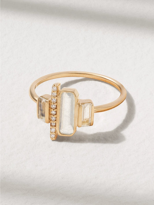Cityscape 14-karat Recycled Gold, Aquamarine And Diamond Ring