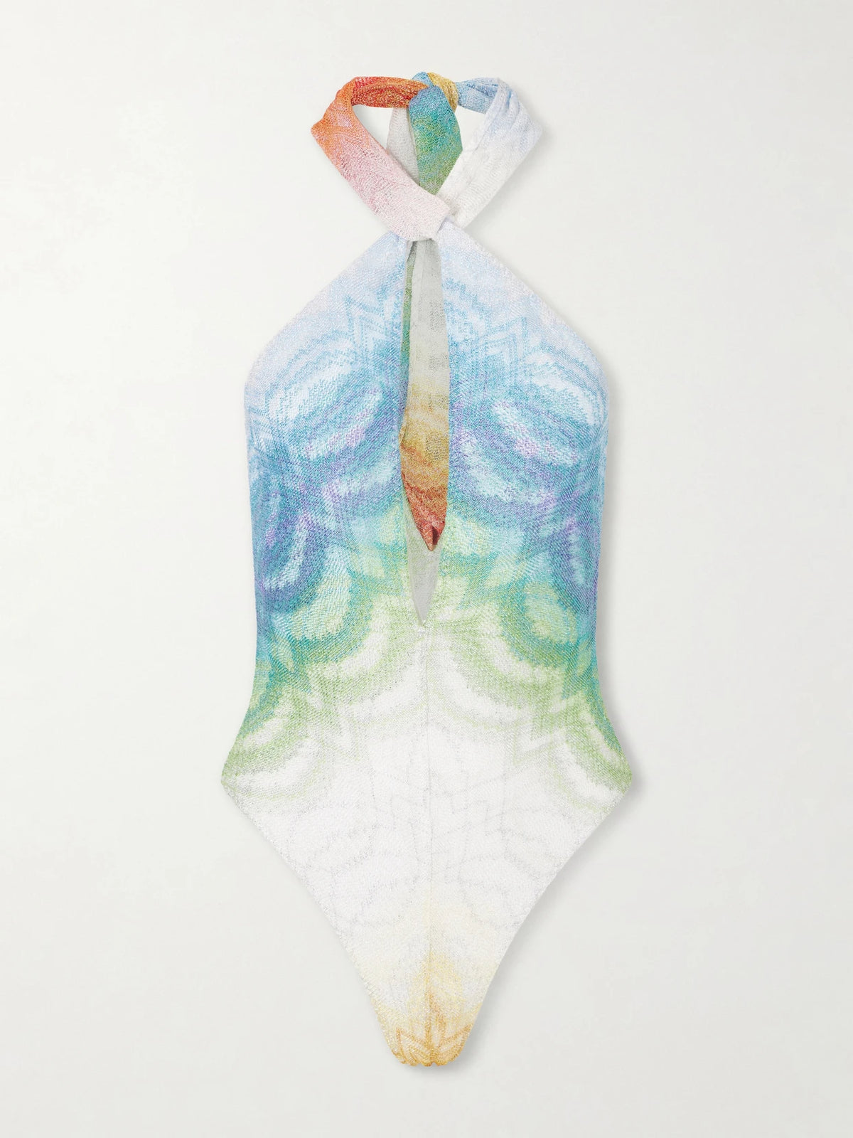 Halterneck Metallic Crochet-knit Swimsuit