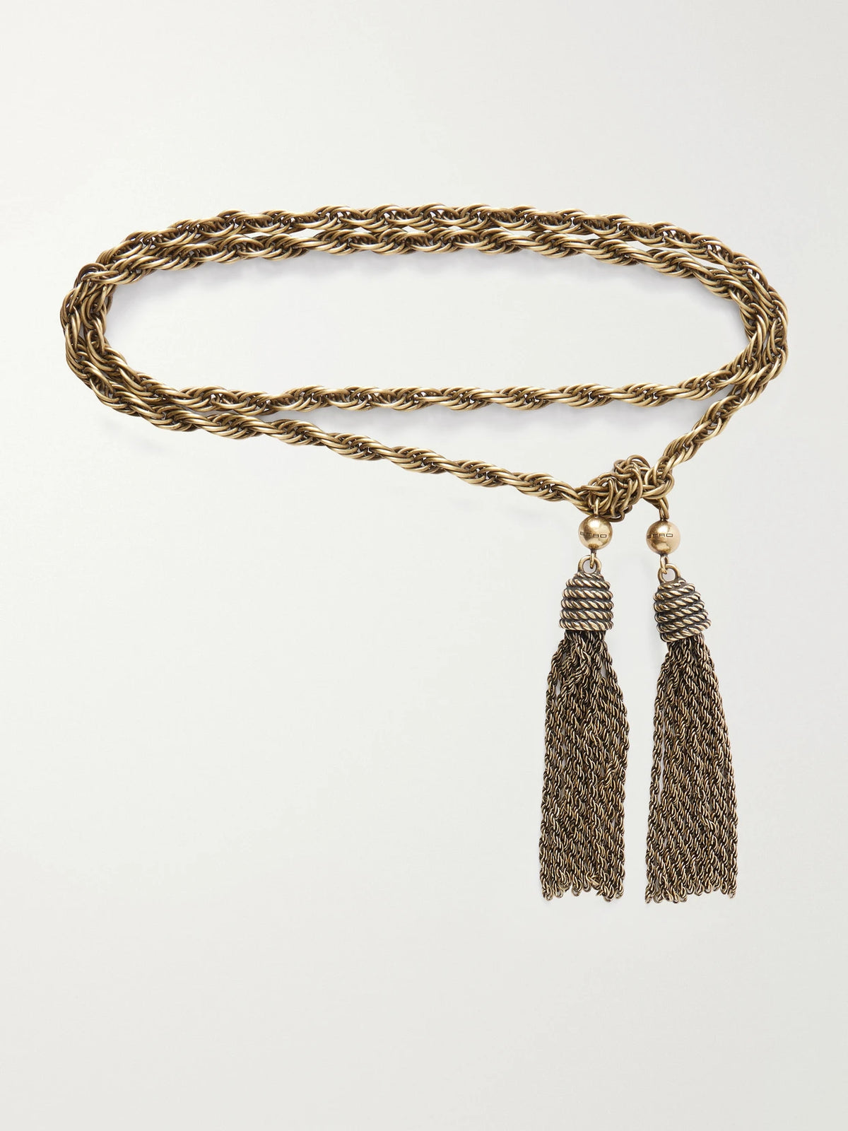 Tasseled Gold-tone Skinny Belt