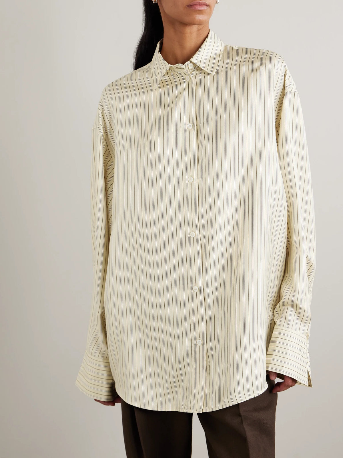 Oversized Striped Silk Shirt
