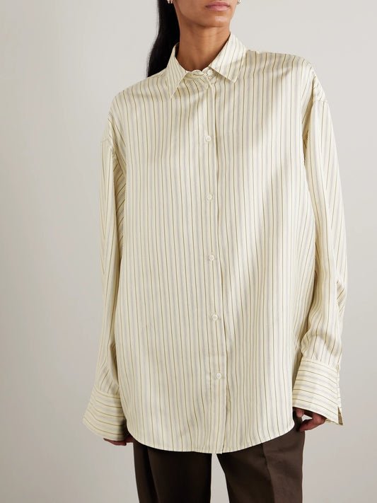 Oversized Striped Silk Shirt