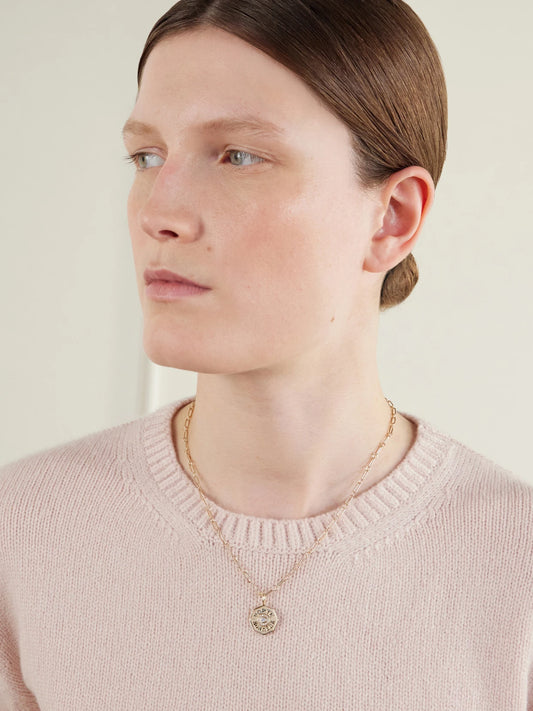 Image of Necklaces. Product name - Pb Charm Mini 14-karat Gold Diamond Necklace in Multi colour by brand - Marlo Laz