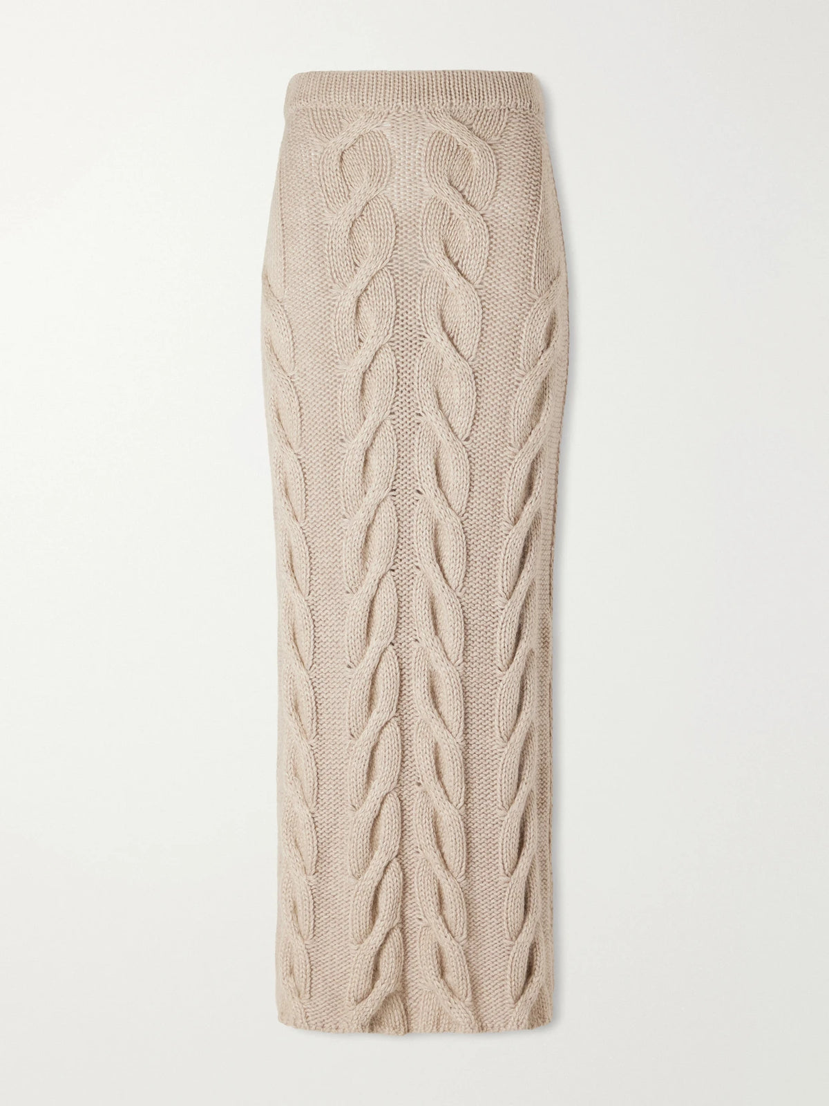KHAITE Ziva Cable-knit Cashmere, Mohair And Silk-blend Midi Skirt