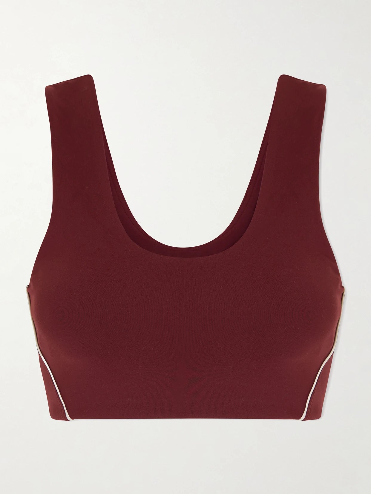 Image of Activewear. Product name - Wunder Train Piped Stretch-jersey Sports Bra in Burgundy colour by brand - lululemon