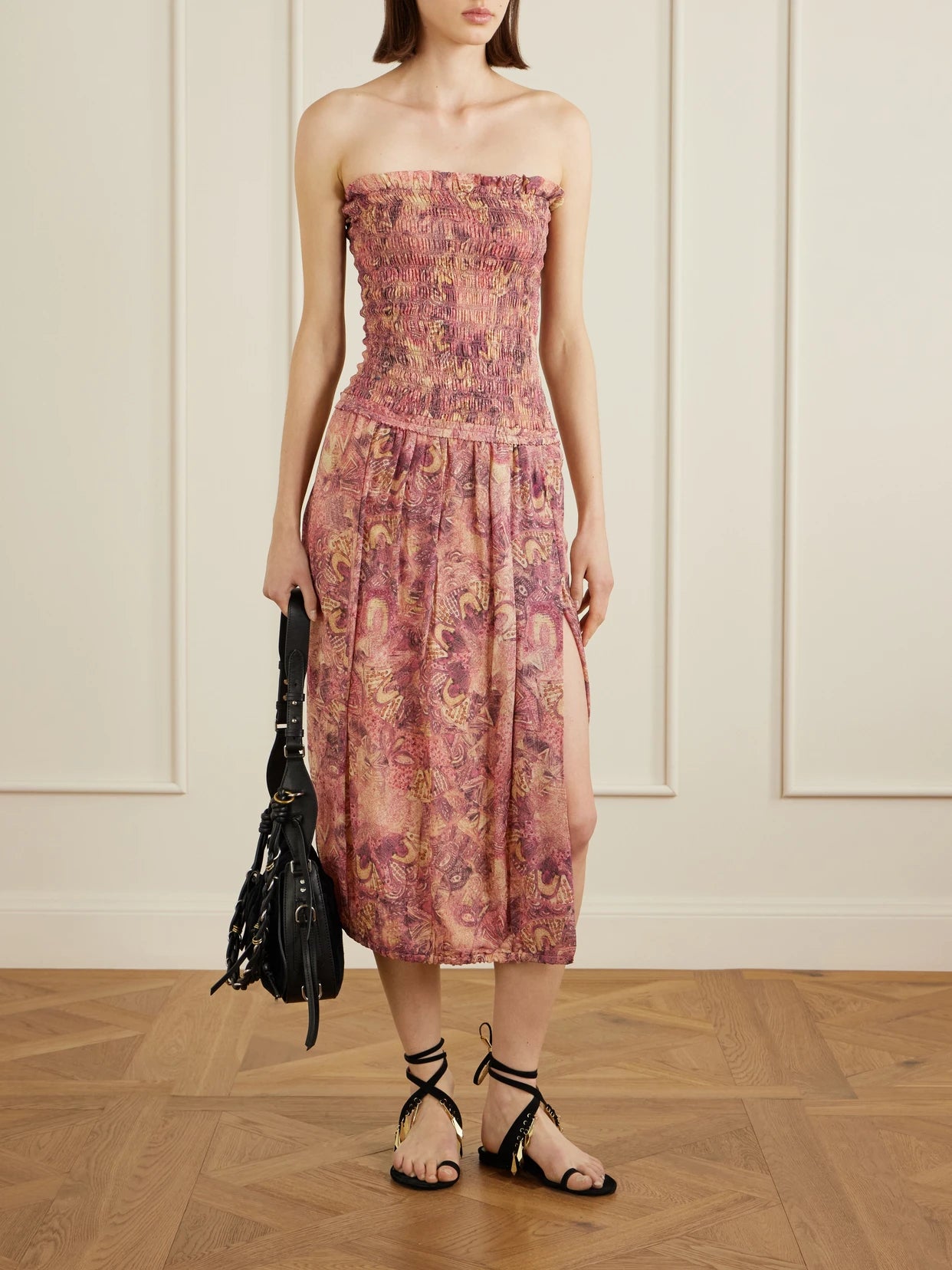Image of Dresses. Product name - Cleane Silk-chiffon Midi Dress in Pink colour by brand - ISABEL MARANT