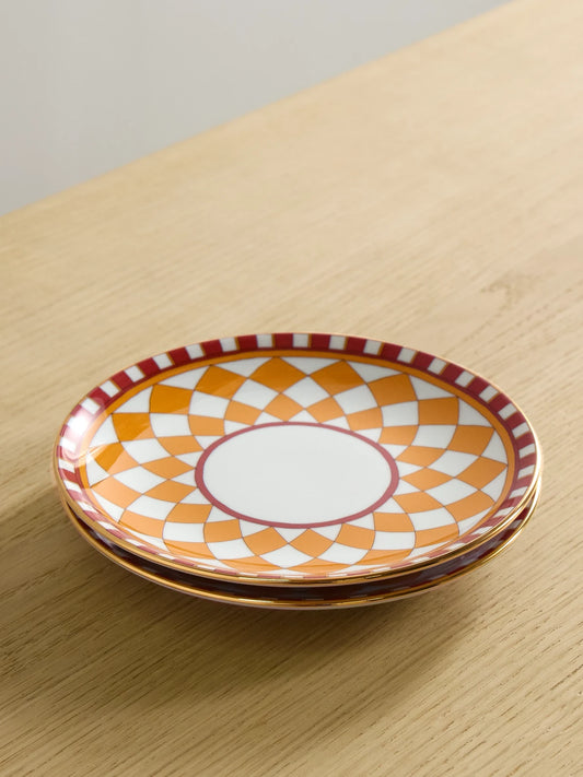 Set Of Two Gold-plated Porcelain Side Plates