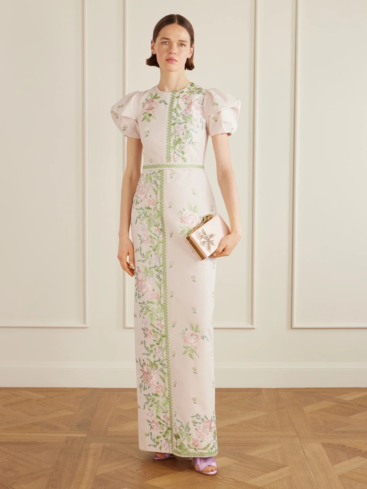 Image of Dresses. Product name - Floral-embroidered Cotton-faille Gown in Pink colour by brand - Erdem