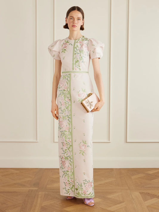 Image of Dresses. Product name - Floral-embroidered Cotton-faille Gown in Pink colour by brand - Erdem