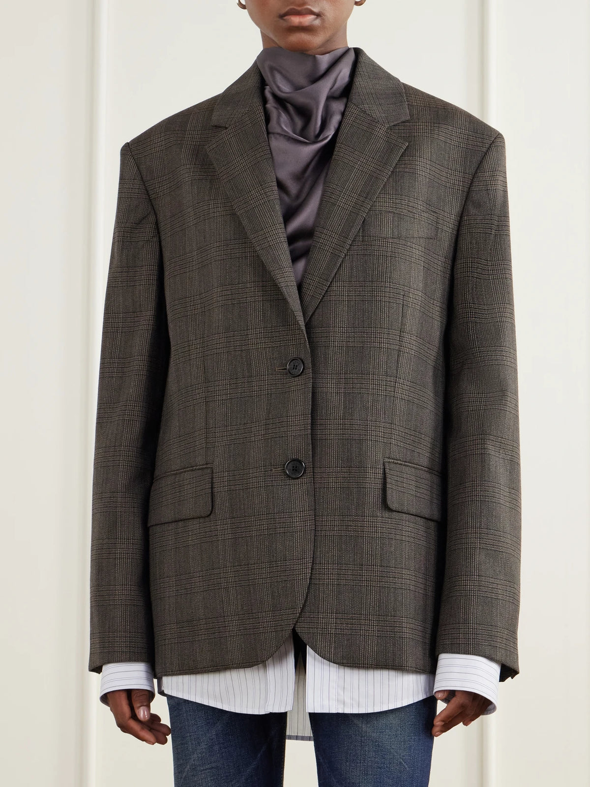Acne Studios Layered Checked Wool-blend Blazer