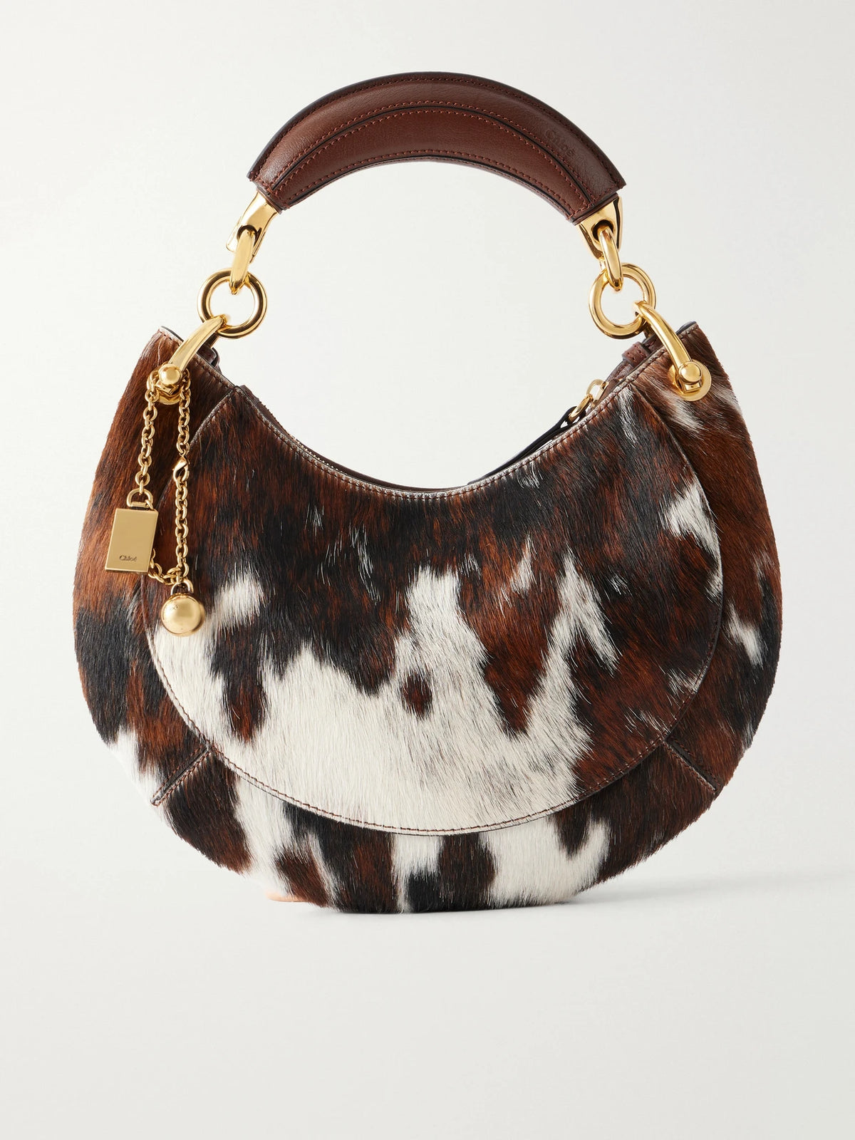 Chloé Banana Leather-trimmed Calf Hair Top Handle Bag